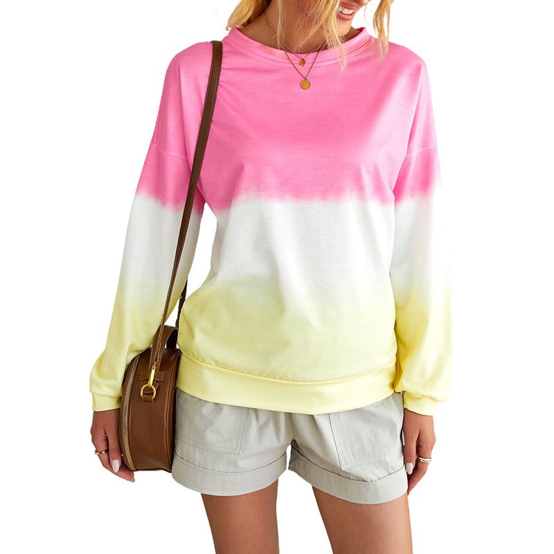 ملابس جديدة سويتر نسائي بلون طباعة عنق مستدير بكم...