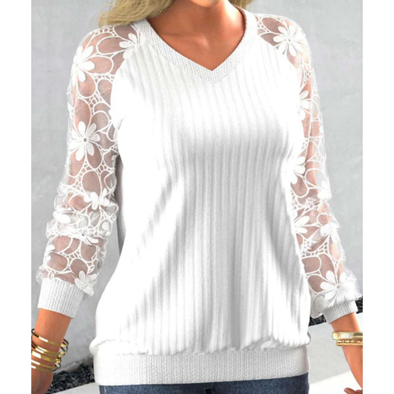 ملابس نسائية خريف وشتاء 2024 جديدة بلون صلب مع شري...