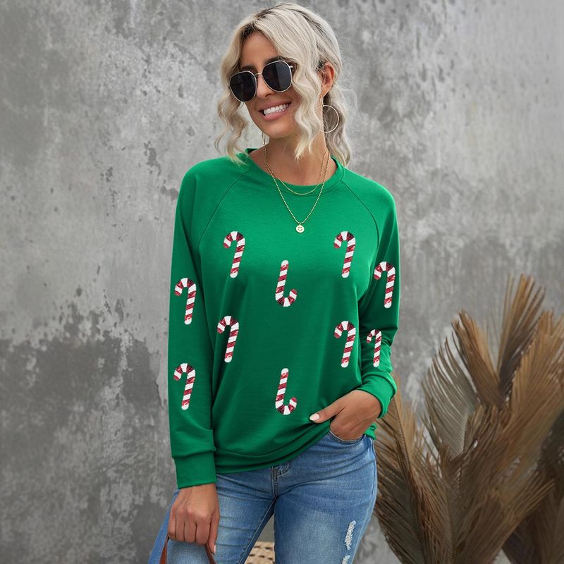 Shiying Winter Printed Long Sleeve Hoodie New Round Neck Women's Loose Christmas Casual Top