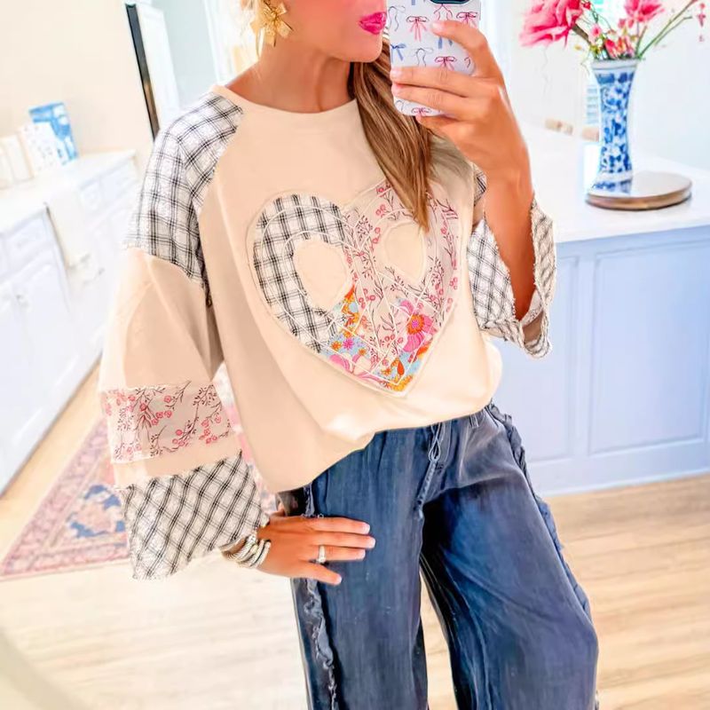 Autumn new round neck pullover sweater women, fashionable and trendy printed loose hoodie for women