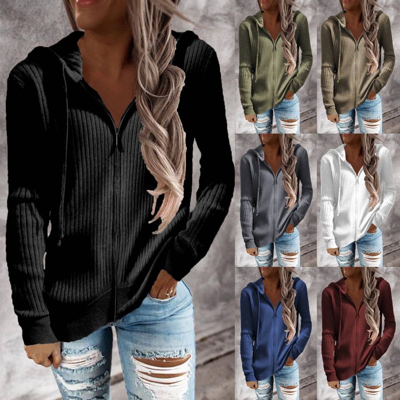 Autumn Winter Warm Hoodies Fashion Long Sleeve Zipper V-Neck Elegant Women Loose Hooded Casual Office Lady Knit Chic Sweatshirts