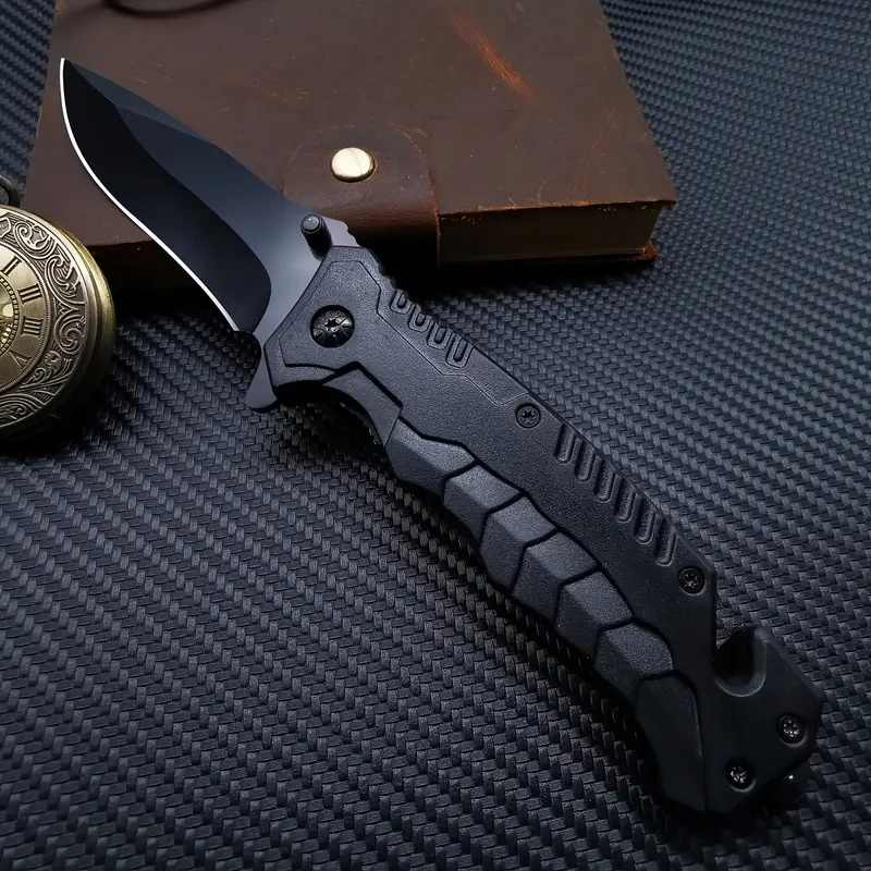 1pc Multi-function folding knife - stainless steel straight back blade, lightweight and portable, suitable for outdoor camping, hiking and daily carrying, mountaineering