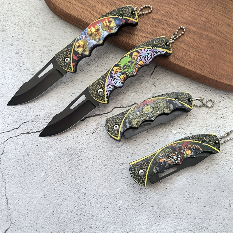 4pcs Outdoor Folding Pocket Knife Stainless Steel Portable Sharp Pocket 3D Camping Fruit Knife Multifunctional Field Knife