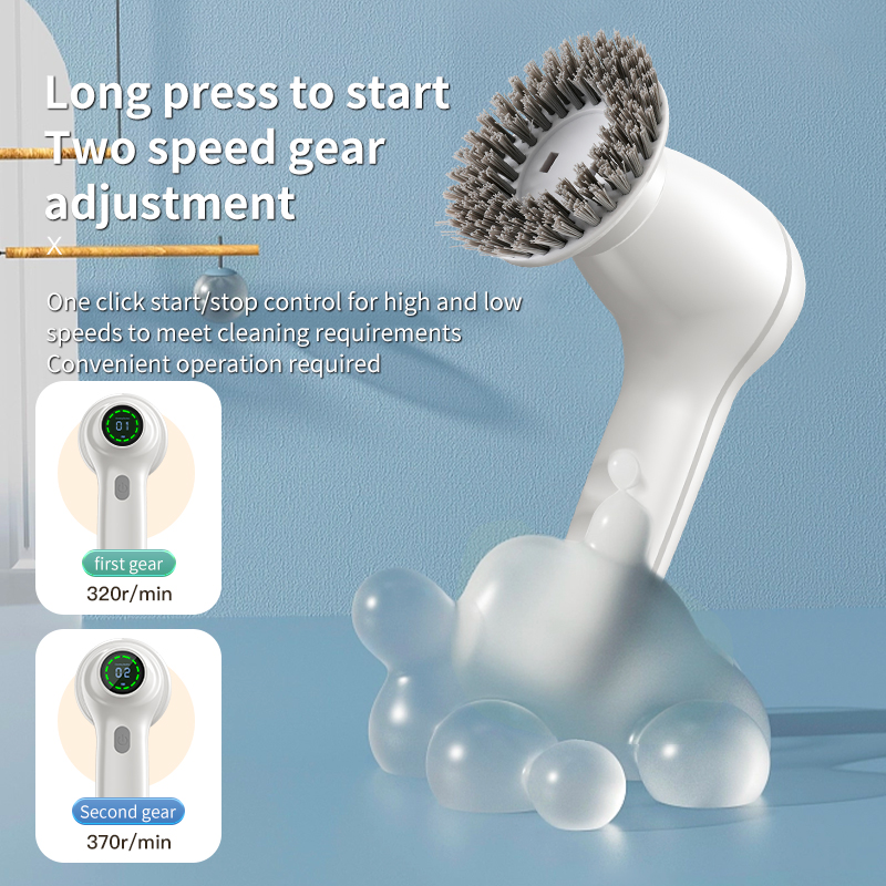 Electric Spin Scrubber, Cordless Shower Scrubber with Battery Level Display, 2 Speeds Electric Scrubber for Cleaning with 6 Replaceable Heads, Cleaning Brush for Bathroom/Sink/Window