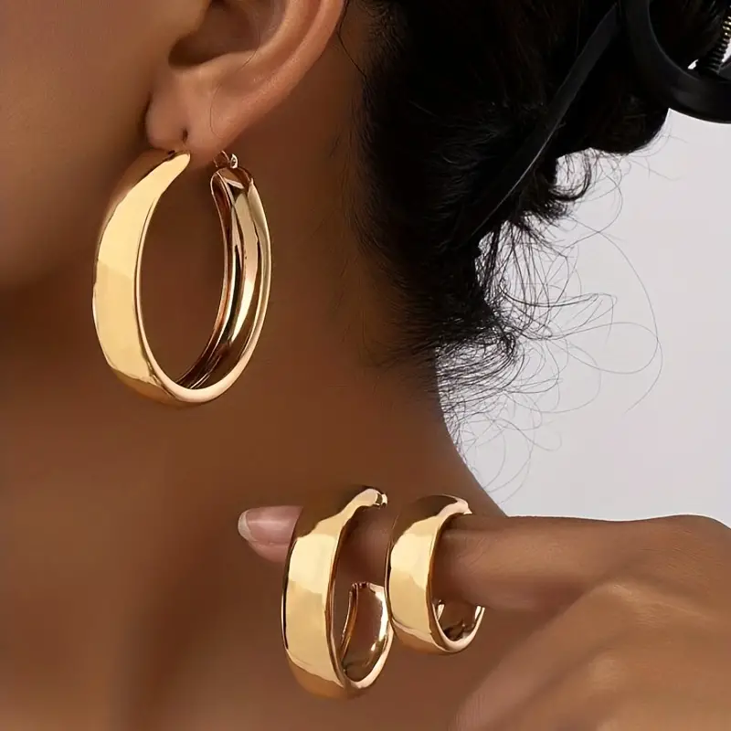 Lxalry Gold Luxe Hoop Trio Set, Recycled Metal Jewelry with 316L Hypoallergenic Steel, Handcrafted Sustainable Gift for Everyday Elegance to Gala Glam
