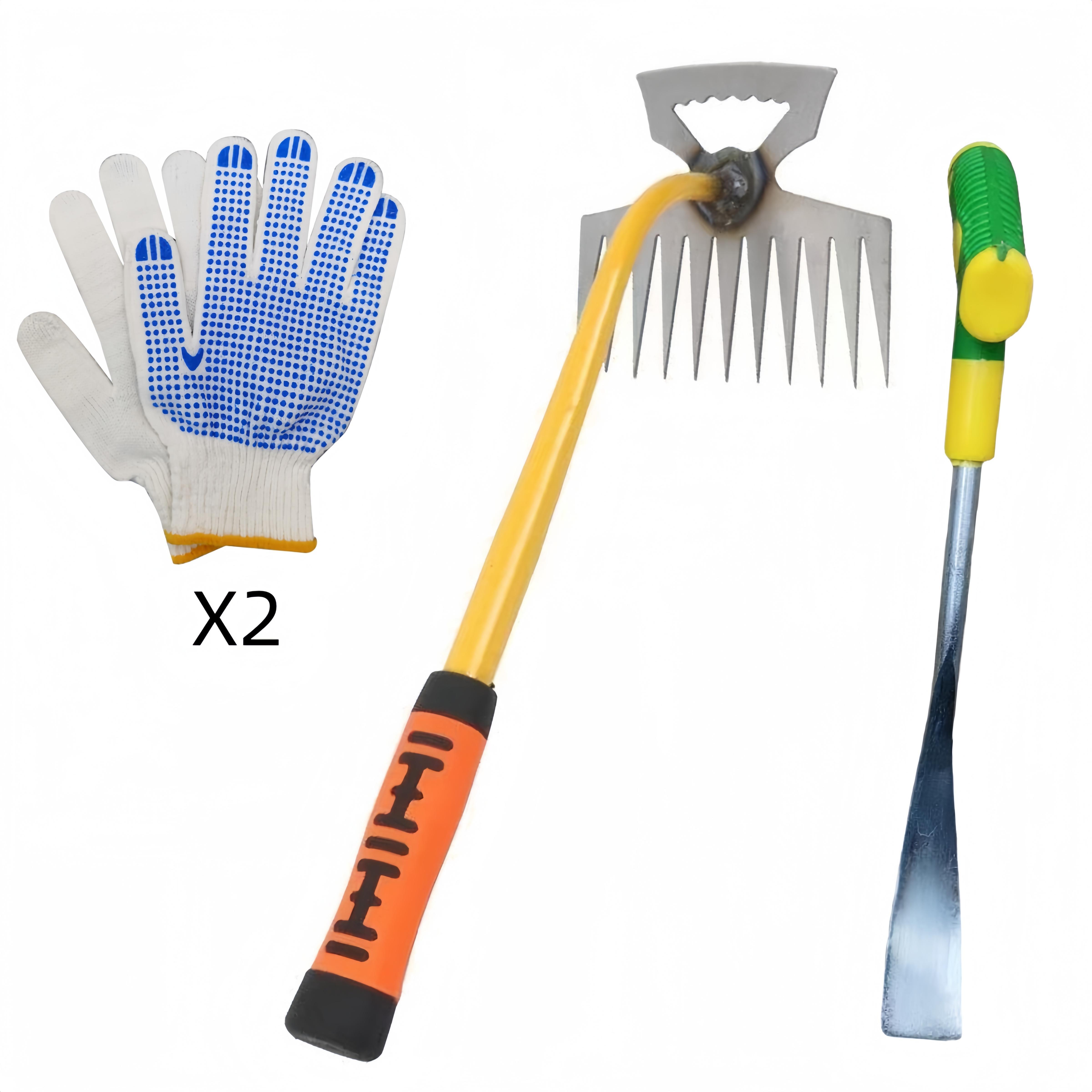 2 Pack Weed Puller Tool, Manual Hand Weeder Paver, Stainless Steel Weeding Digger Tool.Upgrade 11 Teethes Dual Purpose Manual Multifunctional Weed Pulling Tool for Vegetable Gardening Backyard Farm