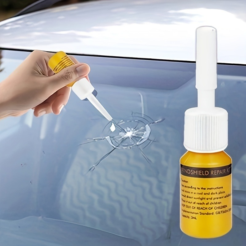 Automobile windshield repair kit for fragments and star-shaped cracks - Nano-fluid filler, yellow, windshield repair kit, disappears, windshield kit