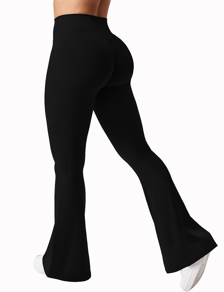 New Women's Casual Horn Yoga Pants Training Horn Pants High Waist Work Clothes Waist Sports Clothes Cross Waist Design