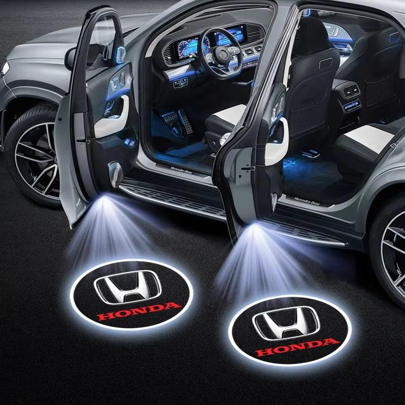 2Pcs LED Car Door Welcome LightHD Projector Lamp Accessories For Honda Civic Fit Accord City Vezel CR-V S660 Odyssey HR-V