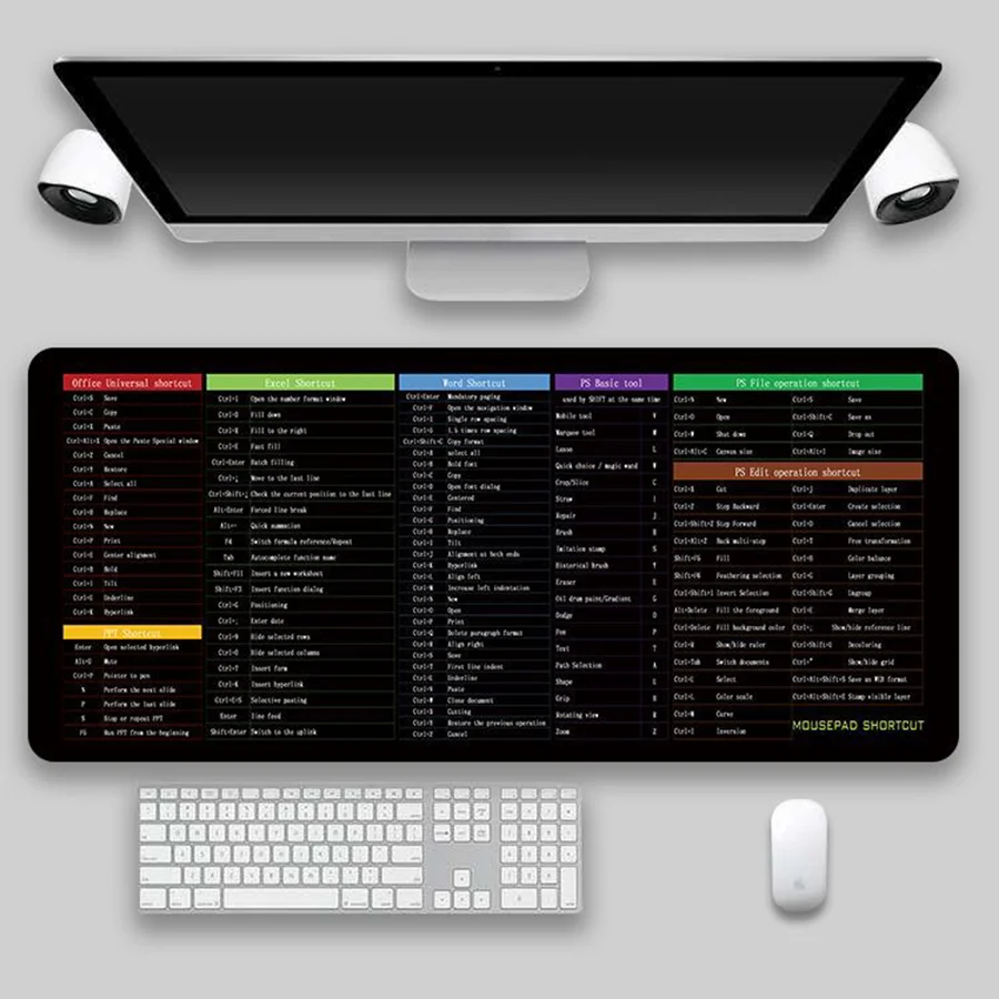 Office Mouse Pad Keyboard Shortcuts Mousepad 80*30cm  Rubber Non-slip Mousemat Russian English Vietnamese Version