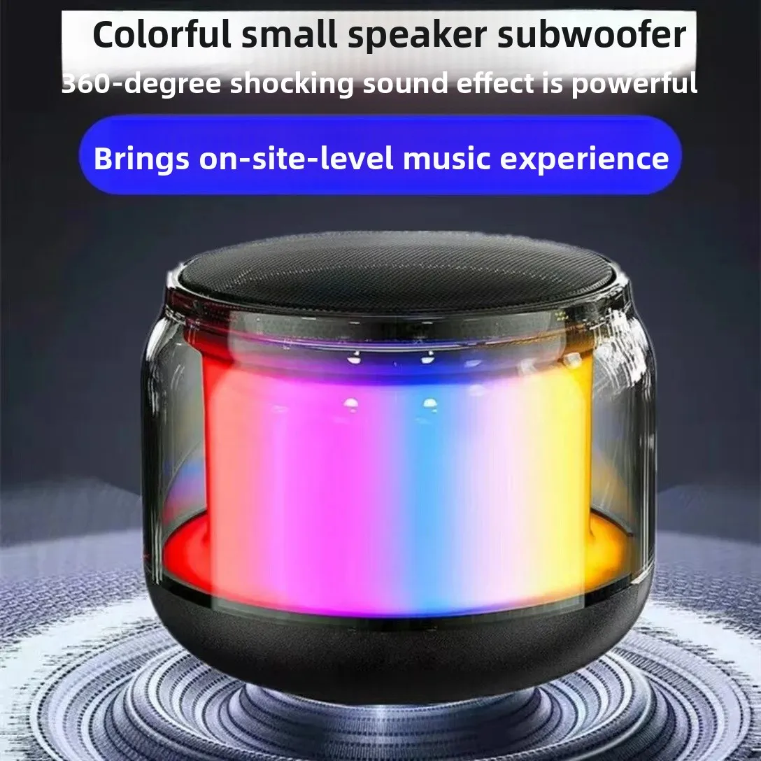 Portable Mini Bluetooth Speaker Wireless Colorful Sound Box Multifunctional Atmosphere Light Bass Cannon Transparent Series