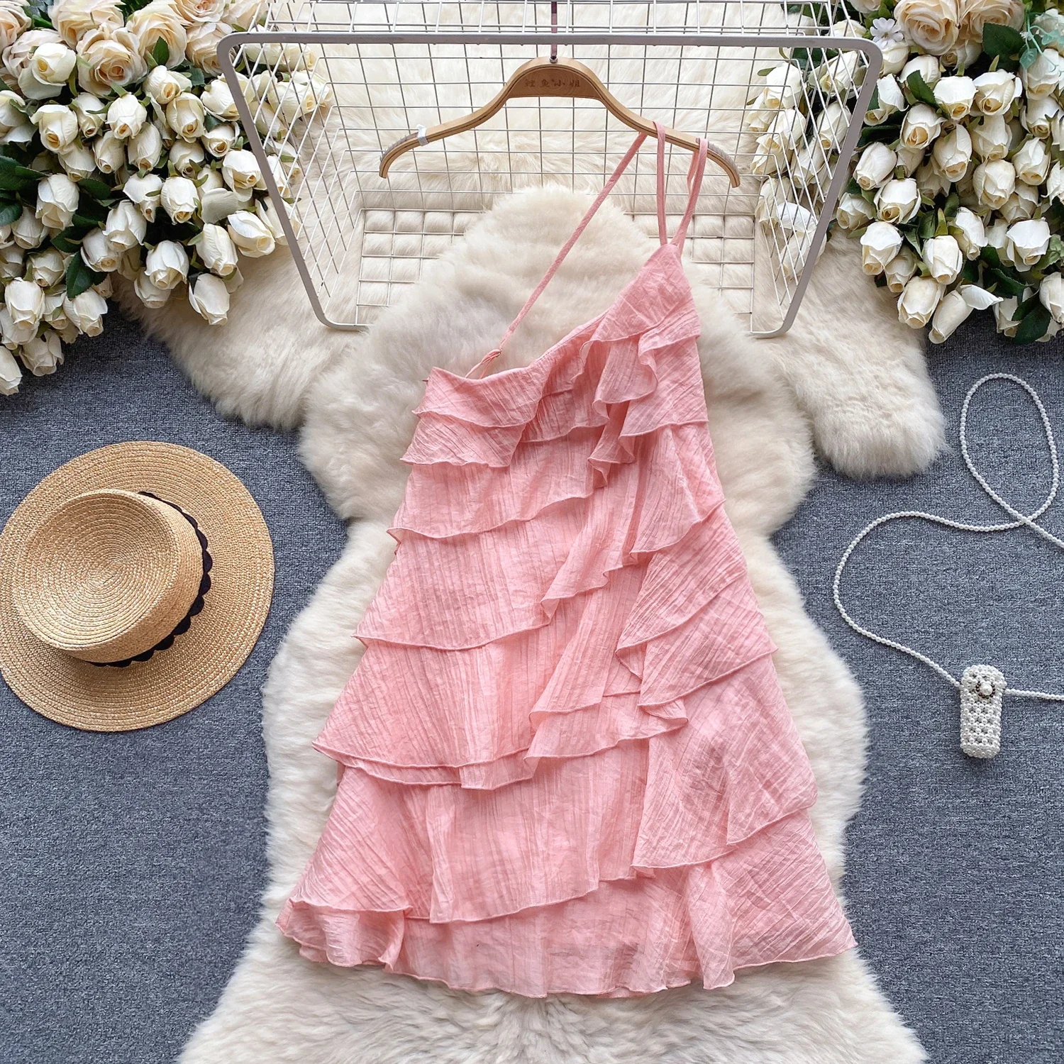 Beach Holiday Summer Dress for Women Spaghetti Strap Ruffles Female Sexy Dresses Sweet Hot Birthday Mini Vestidos Dropshipping