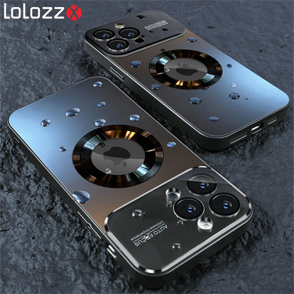 AG Matte Frosted For Magsafe Magnetic Phone Case For iPhone 16 15 13 12 11 14 Pro Max Glass Large Window Lens Protection Cover