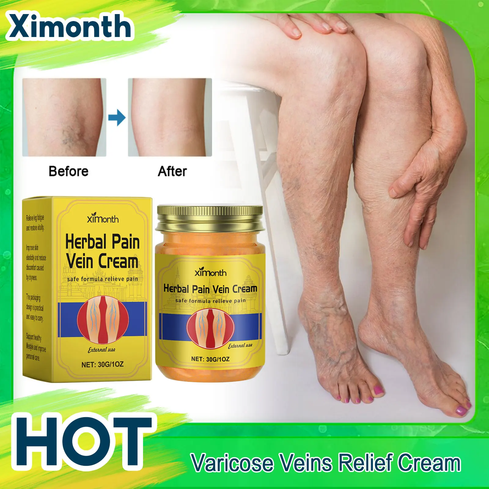 Varicose Vein Relief Cream Legs Tired Dilated Vasculitis Phlebitis Spider Pain Swelling Treatment Smoothing Blood Vessel Redness