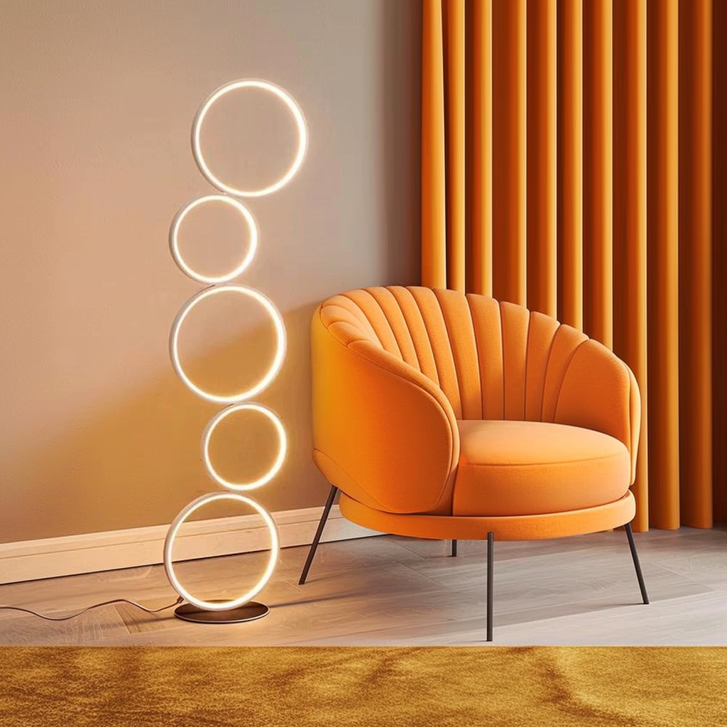 RGB 5 Rings Circular Floor Lamp LED Floor Lights for bedroom, living room, Party, children room