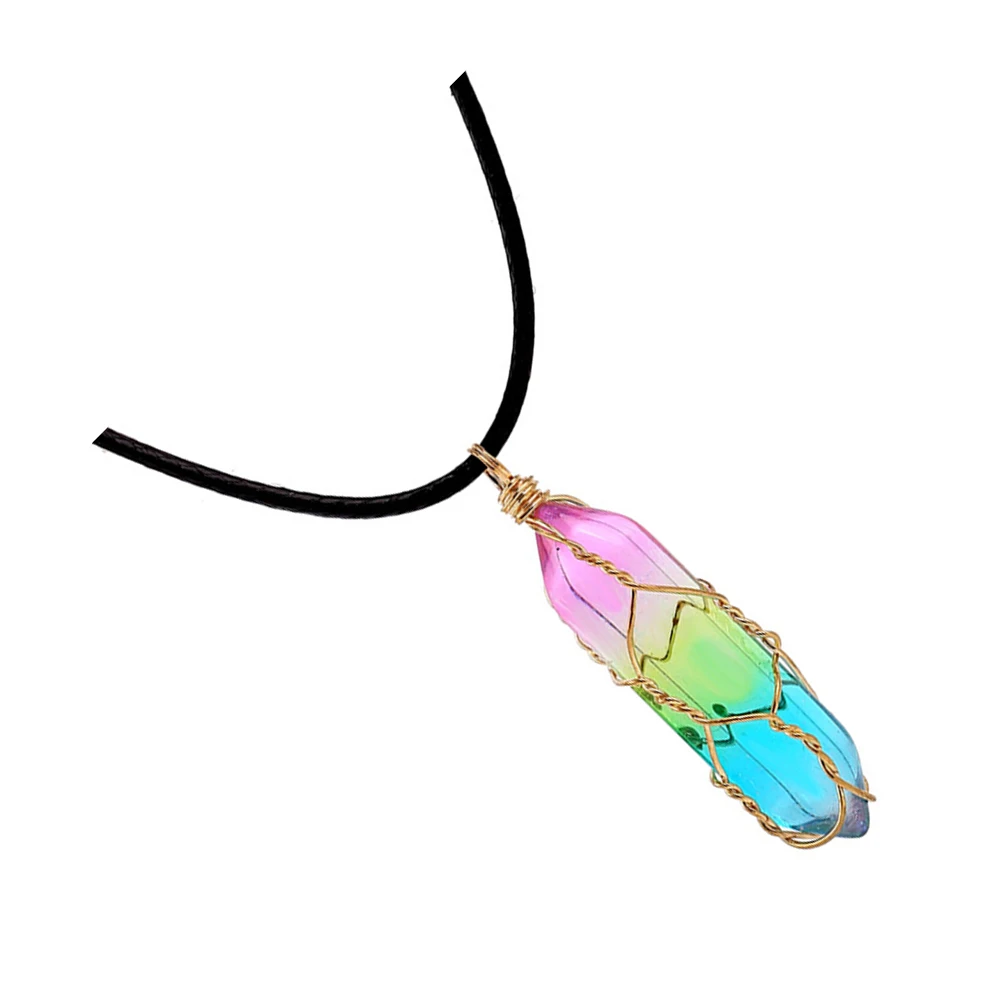 Crystal Necklaces for Women Colorful Pendant Necklace Matching Jewelry Rhombus Cut Clavicle Chain Accessories Gift