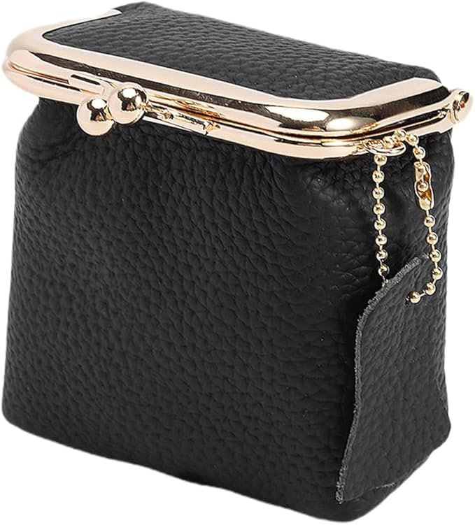 Women's Genuine Leather Small Jewelry Coin Purse Vintage Kiss Lock Change Pouch Casual Style Mini Wallets pouches Bag