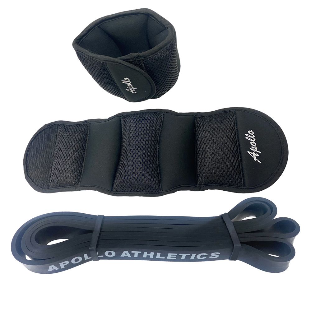 A4A  ESB-0.75+AW-5LB (a Pair)Ankle/Wrist Weights ,Resistance Bands, Pull Up Assist , Eexercise Bands, Long Resistance Bands Set for Working Out, Fitness, Training, Physical Therapy for Men Women