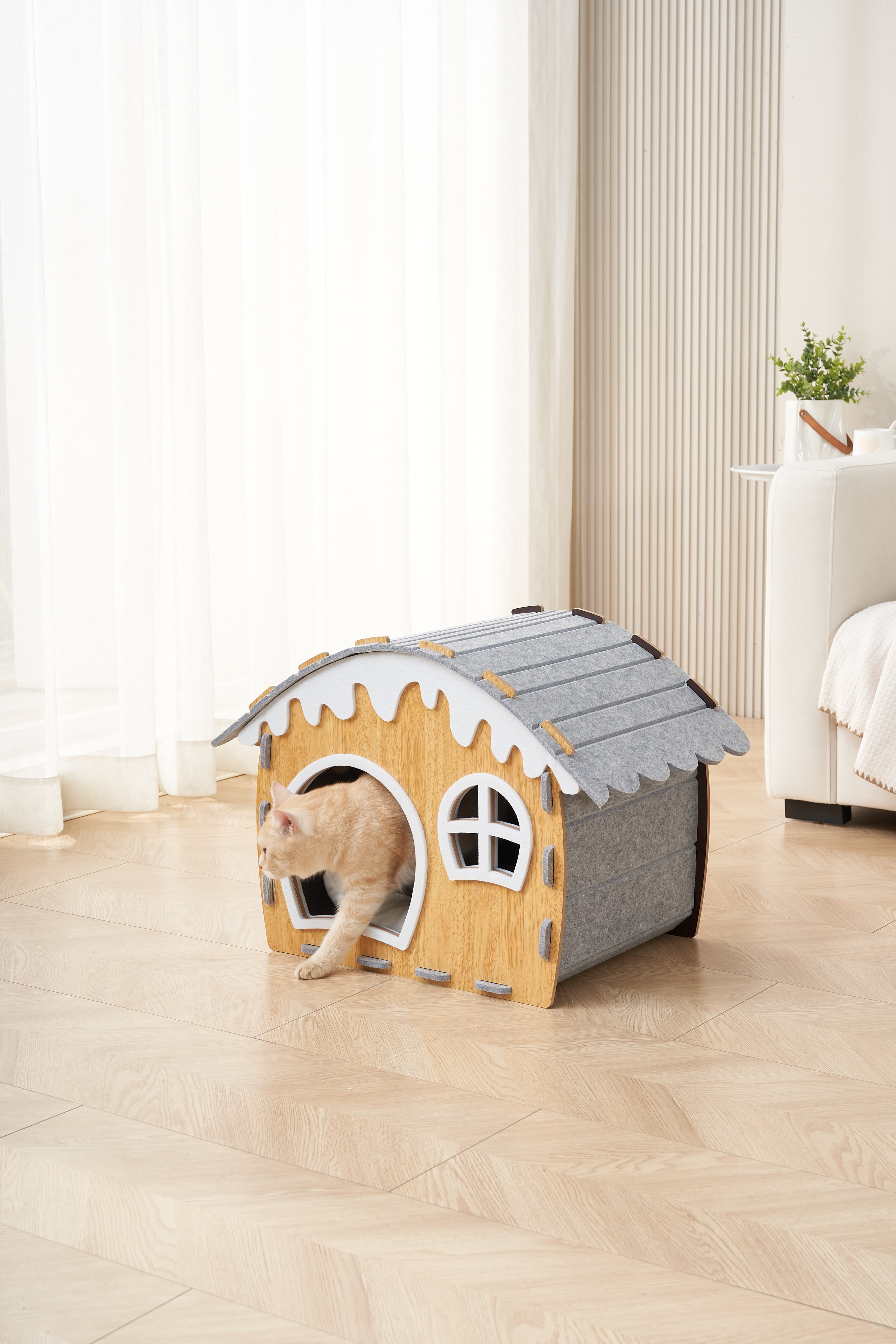 Autumn and winter cat nests, cat snow houses, cat beds, cat houses, semi-enclosed warm dog houses, dog beds, pet yurts