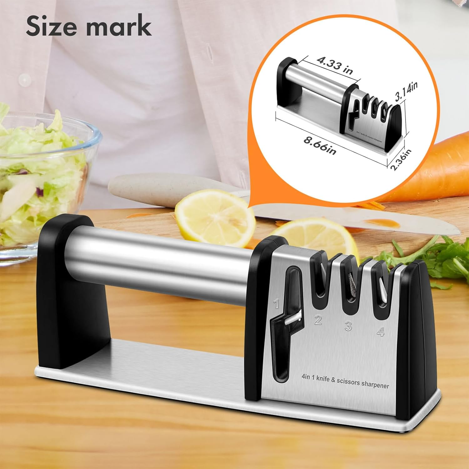 1pcs 4-in-1 Kitchen Blade and Scissor Sharpening Tool