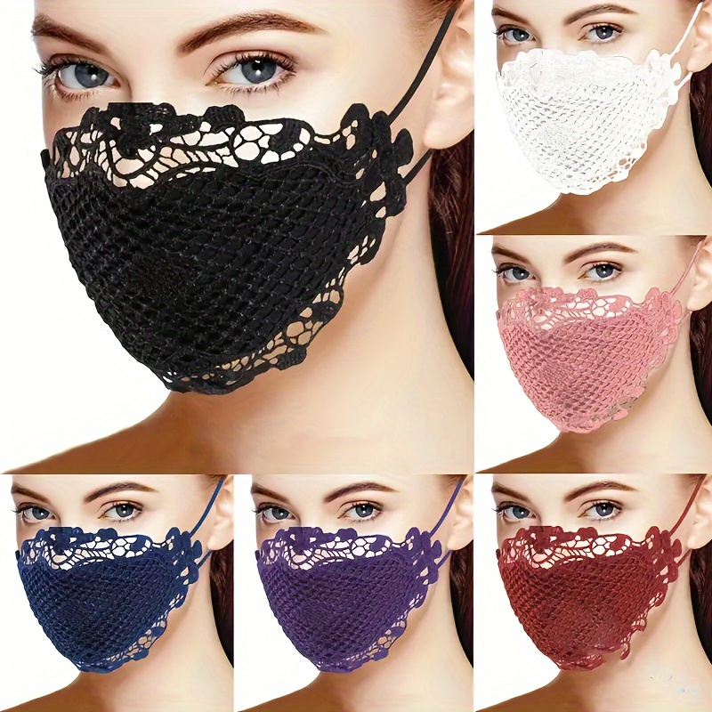 6 pcs Sexy Lace Face Mask for Women- Adjustable Ear Loops- Cute, Sexy Washable and Reusable