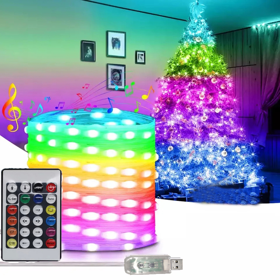 LED Rope Lights Outdoor, RGB Remote Control Fairy String Lights Plug In With 200 LEDs, Super Durabl