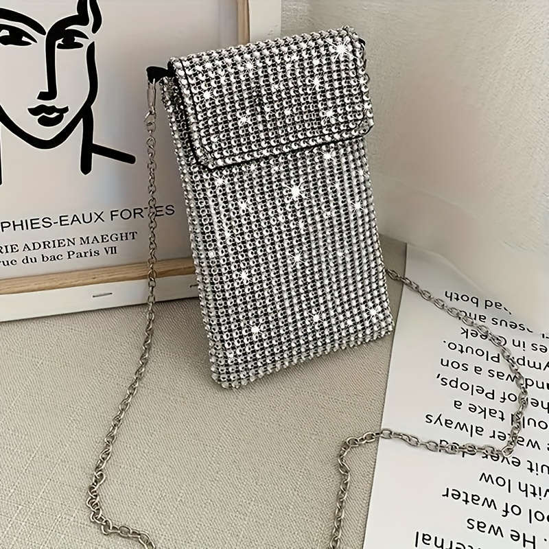 Women's Crossbody Bag Glitter Rhinestone Evening Bag Purse Sequin Wedding Handbag Cell Phone Purse Wallet ﻿