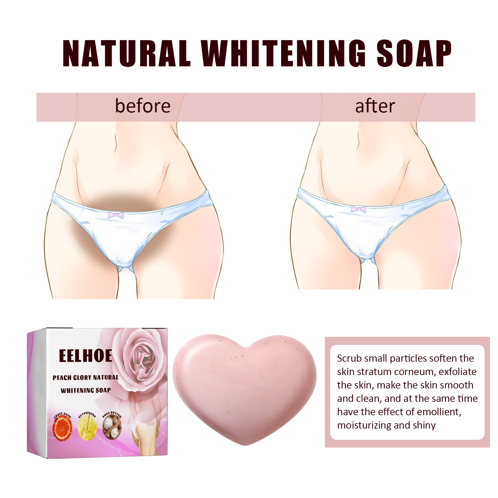 EELHOE Bath Soap, Acne Removal Moisturizing Brightening Skin Body Cleansing Soap
