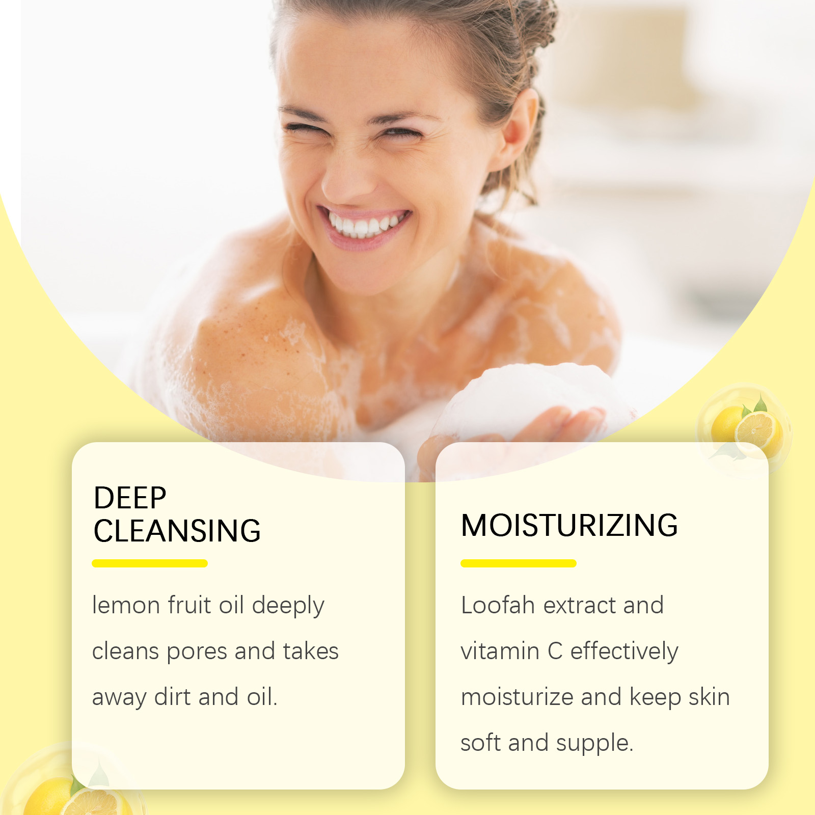 OceAura Lemon Luffa Bath Soap Lemon Soap Body Mild Cleansing Oil Control Refreshing Cleansing Bath Soap