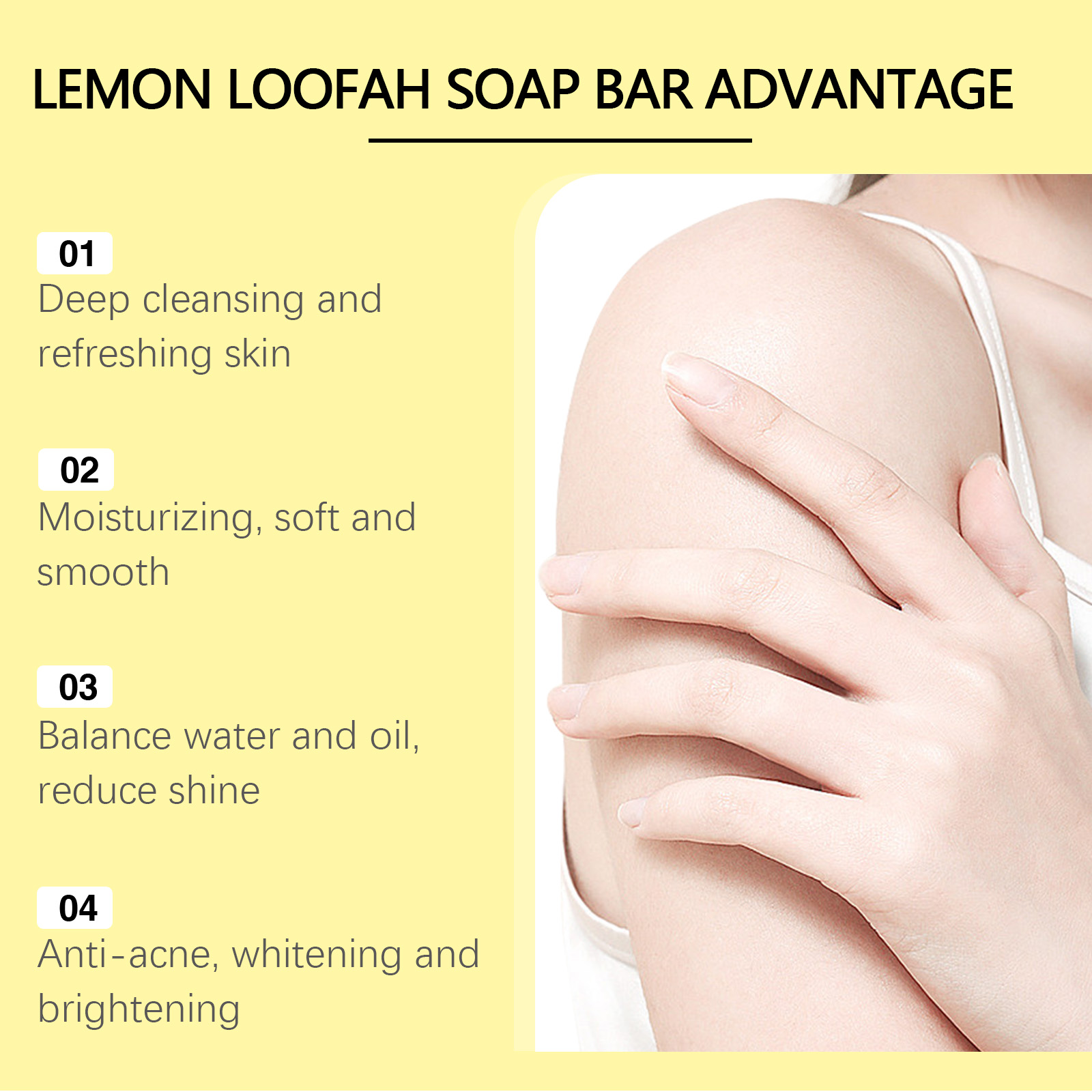 OceAura Lemon Luffa Bath Soap Lemon Soap Body Mild Cleansing Oil Control Refreshing Cleansing Bath Soap
