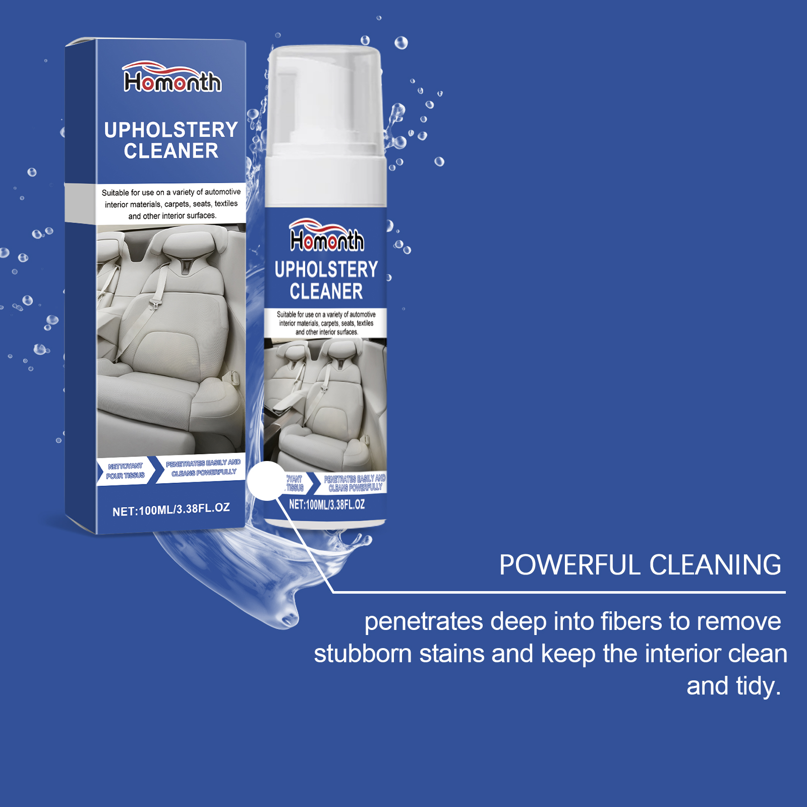 Homonth Car Interior Cleaning Mousse Car Interior Upholstered Seat Fabric Stain Cleaner