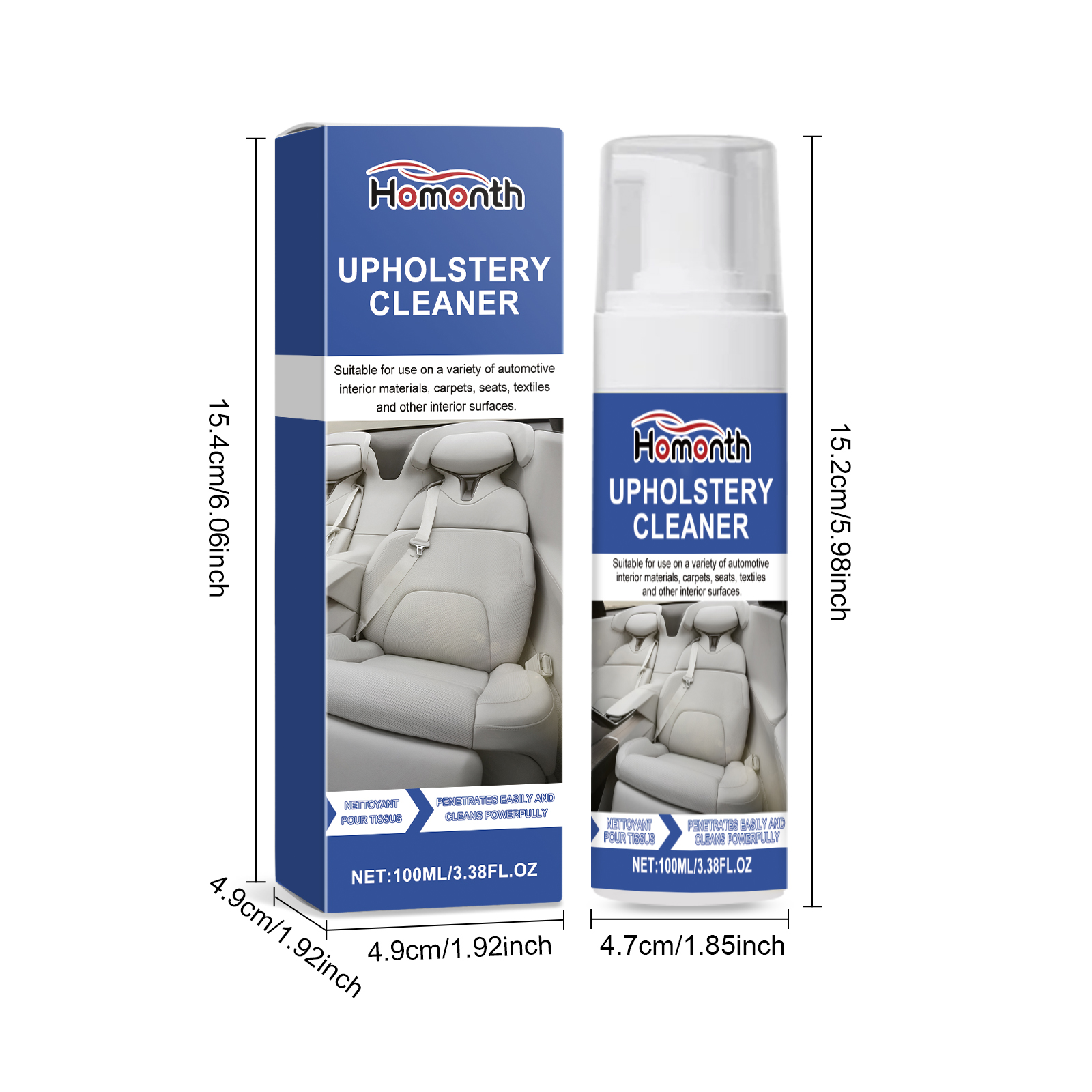 Homonth Car Interior Cleaning Mousse Car Interior Upholstered Seat Fabric Stain Cleaner