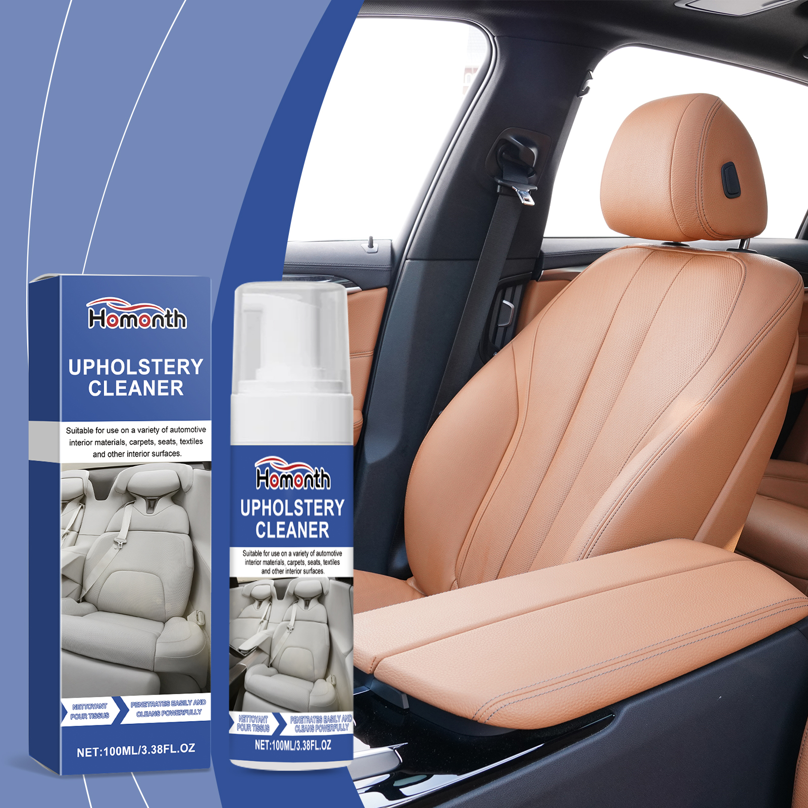 Homonth Car Interior Cleaning Mousse Car Interior Upholstered Seat Fabric Stain Cleaner
