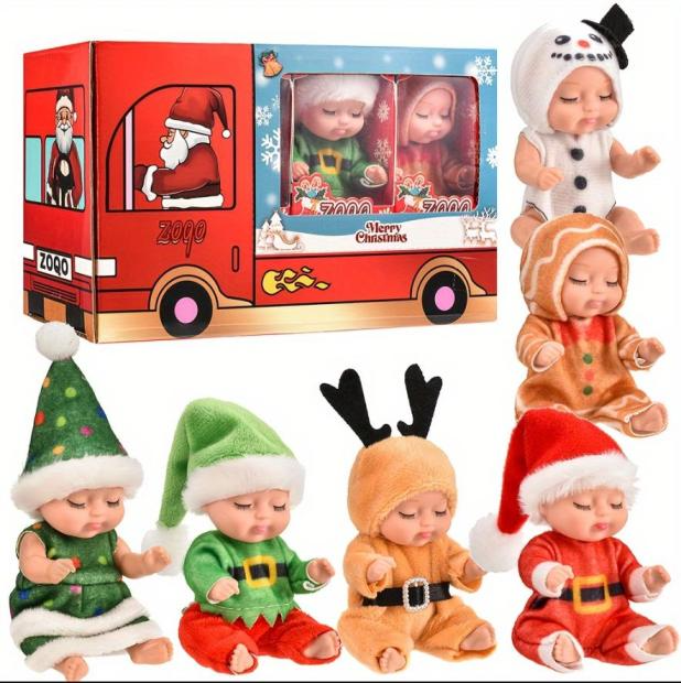 4 Inch Mini Baby Dolls 6pcs Set Realistic Reborn Baby Dolls Cute Small Baby Doll with Animal Clothes Suitable for Baby Gifts for Boys and Girls Over 3 Years Old Birthday Gift