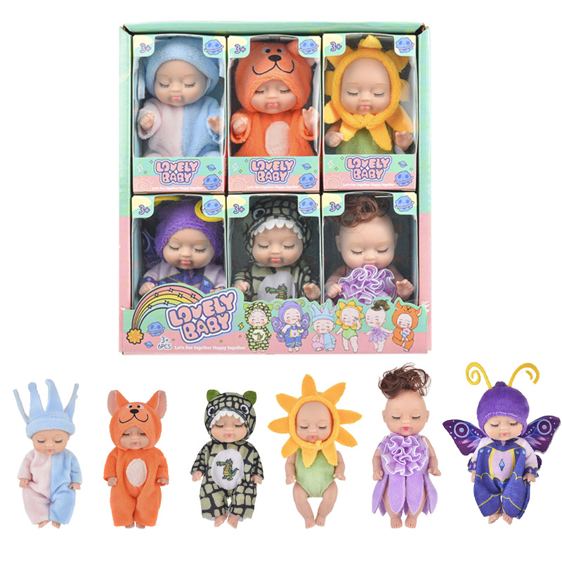 6pcs New Upgraded Sleeping Doll Princess Girl Toy Gift Box Cute Variety Costume Shape Doll