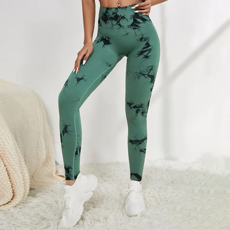 Women's High Waist Yoga Fitness Tights New Arrival Tie-Dye Solid Pattern Sportswear for Autumn Winter Adult Sizes
