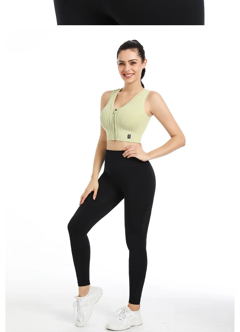 Built-in zipper women's high-waisted yoga top elastic fitness tight pants women's yoga top