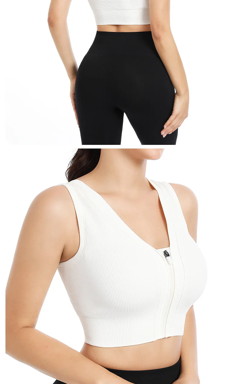 Built-in zipper women's high-waisted yoga top elastic fitness tight pants women's yoga top