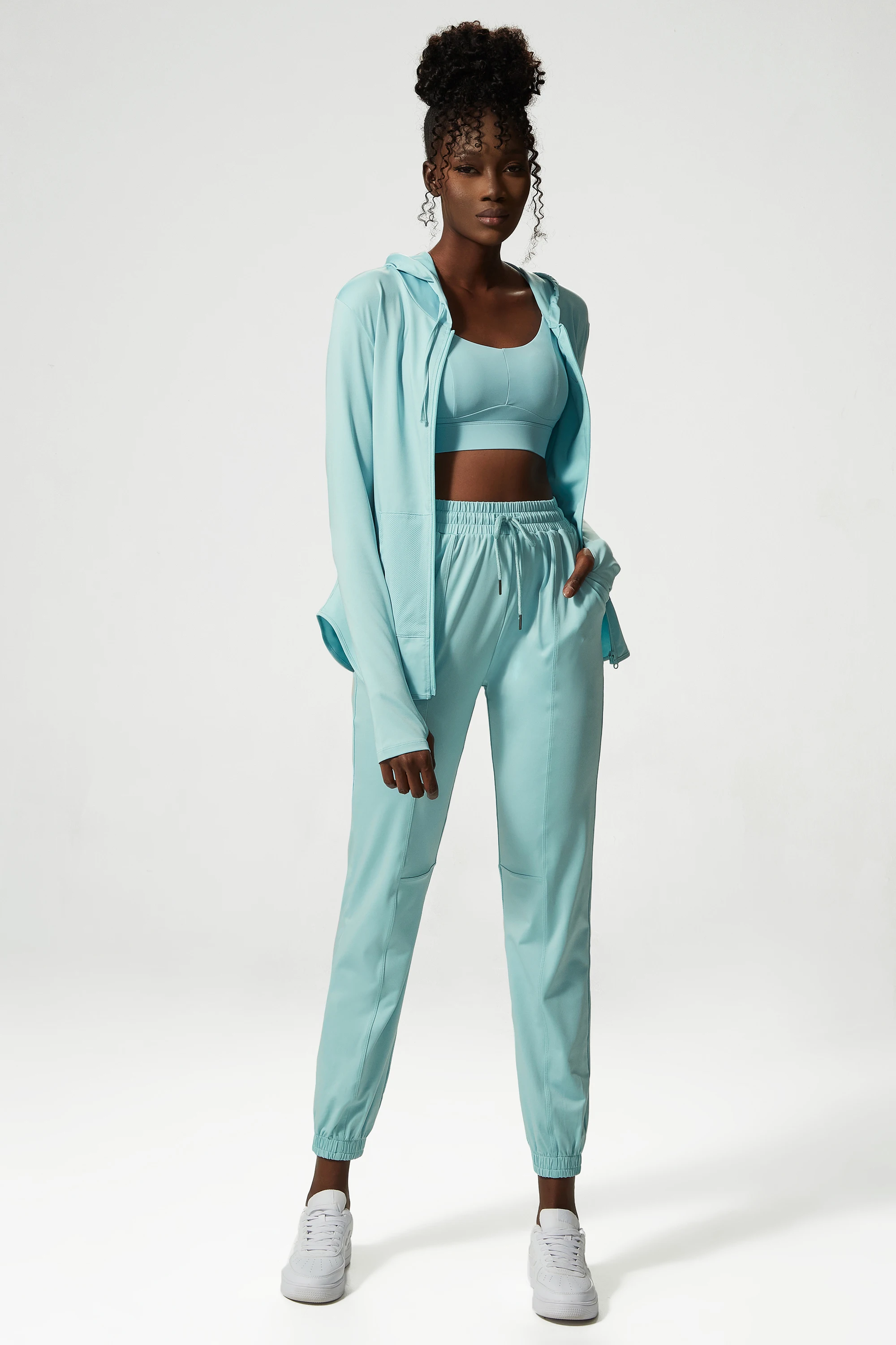 Women's Customizable Logo Long Sleeve Yoga Get some Training Jacket Elastic Waist Geometric Fitness Trainer Jacket Gym