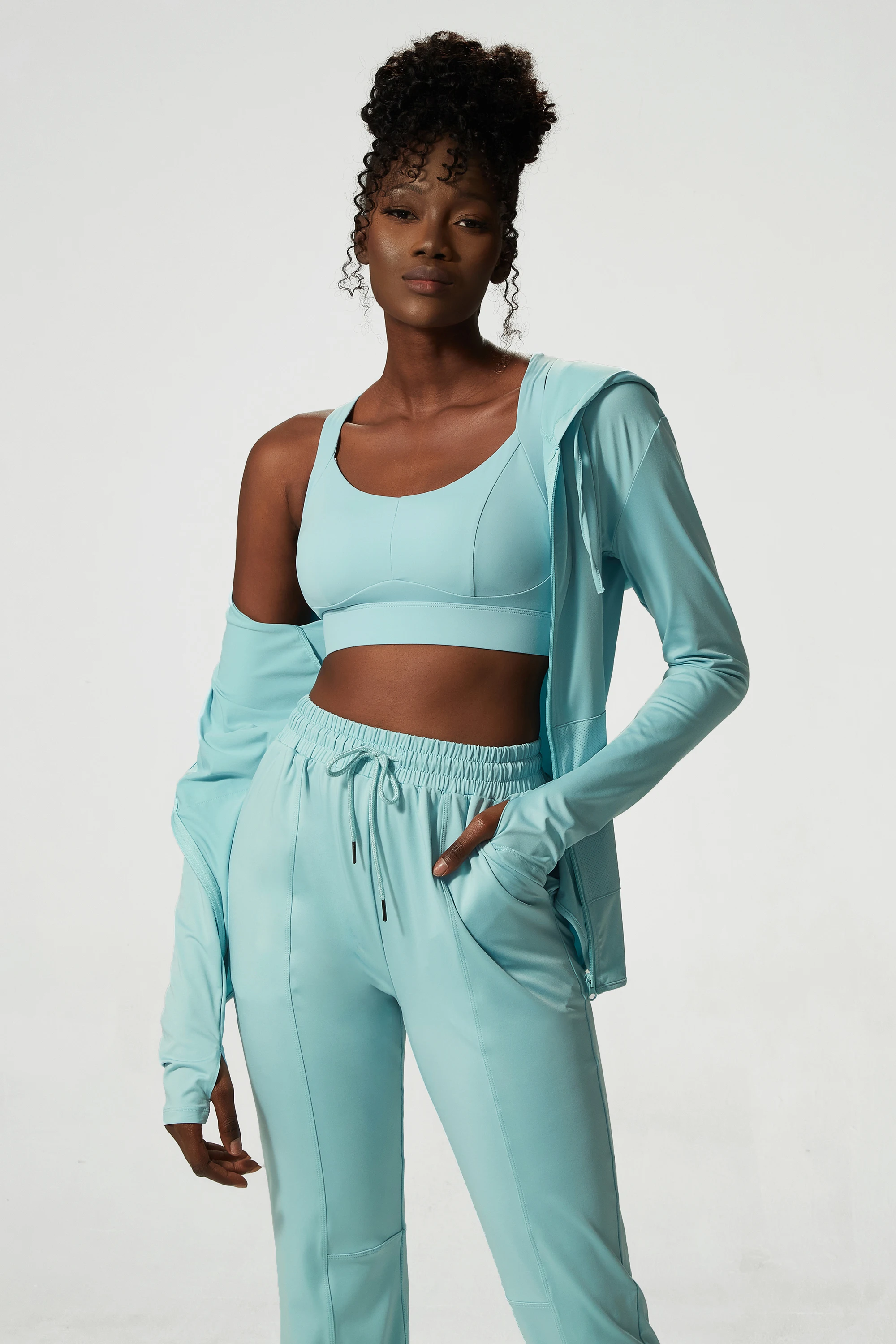 Women's Customizable Logo Long Sleeve Yoga Get some Training Jacket Elastic Waist Geometric Fitness Trainer Jacket Gym