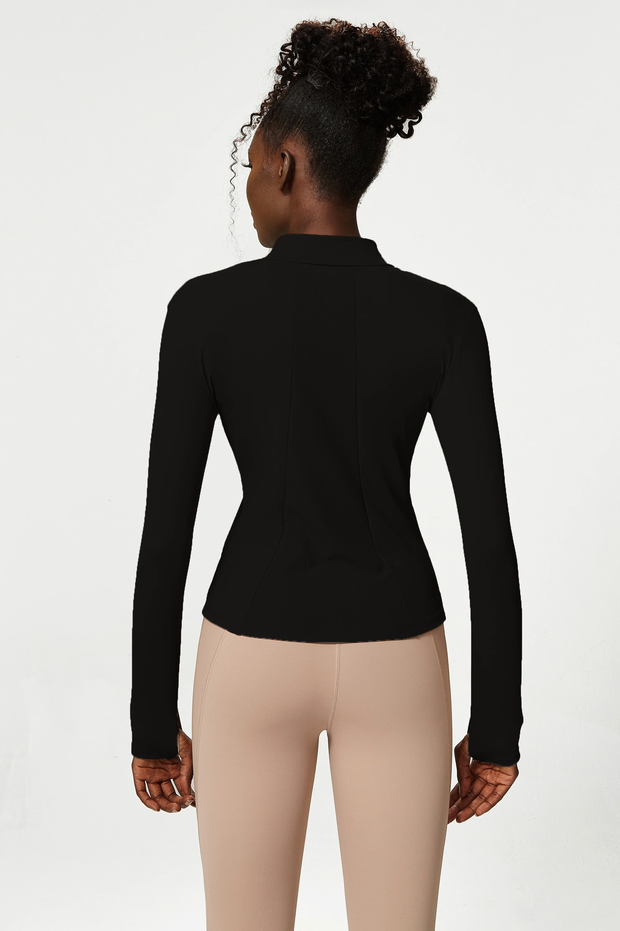 Women's Customizable Logo Long Sleeve Yoga Blazer Zipper Training Jacket Elastic Waist Geometric Fitness Trainer Jacket Gym