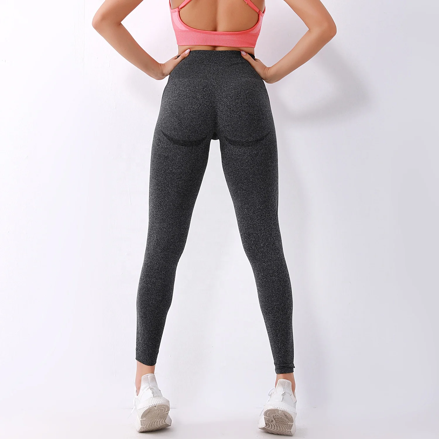 Custom print ladies leggings High Visibility Yoga Pants with Elastic Waist & Anti-Rolling Feature Solid Pattern Seamless Design