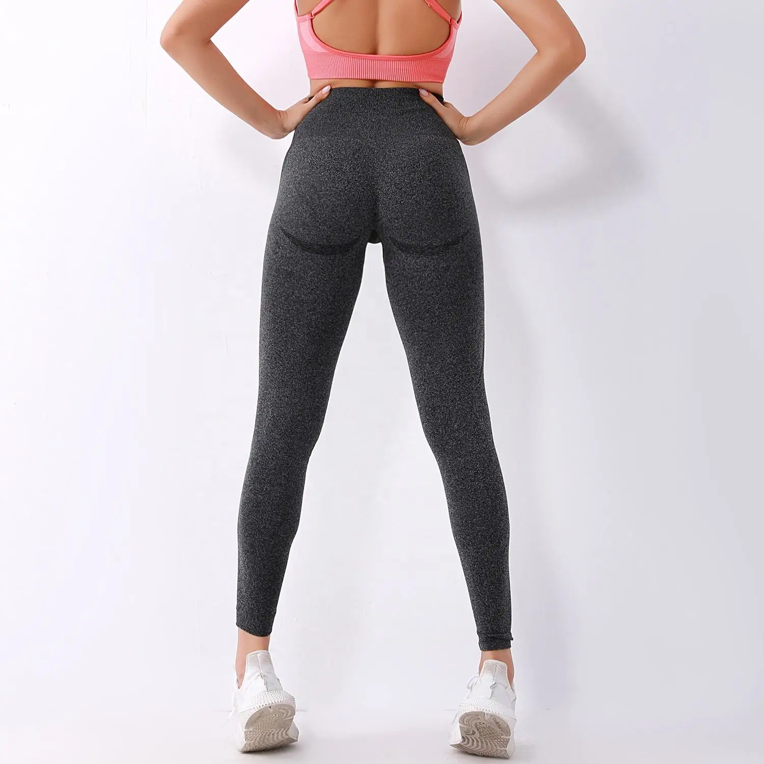 Custom print ladies leggings High Visibility Yoga Pants with Elastic Waist & Anti-Rolling Feature Solid Pattern Seamless Design