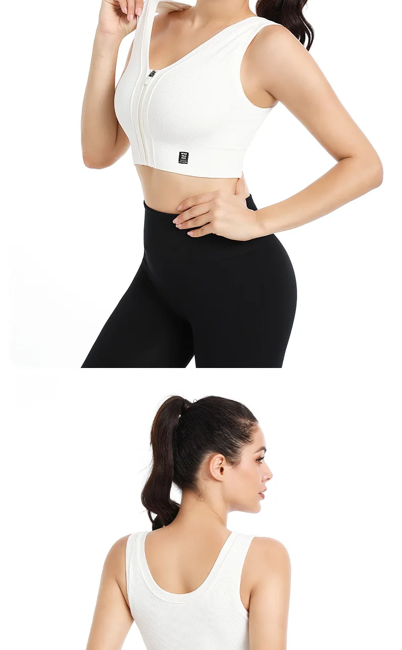 Women's High-Waisted Yoga Top with Built-In Zipper Elastic Fitness Pants Sleeveless Design hoodies