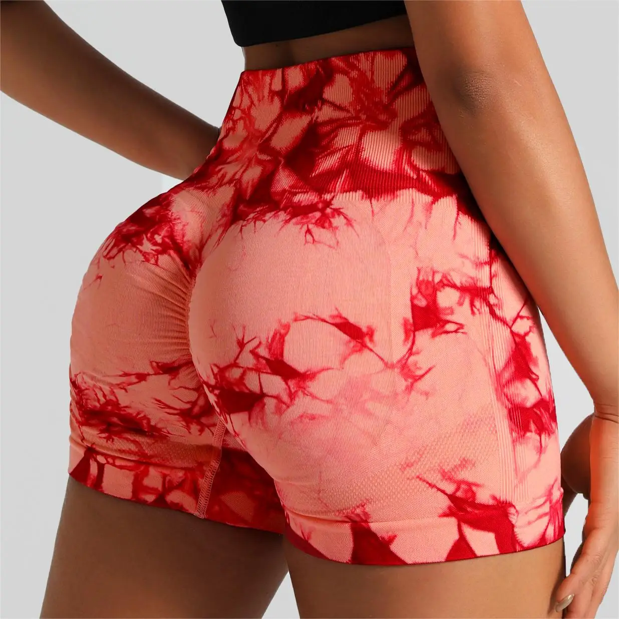 Women's High Waist Tie Dye Yoga Fitness Shorts Seamless Summer Spring Sports Suit for Gym Workout New Adult Size