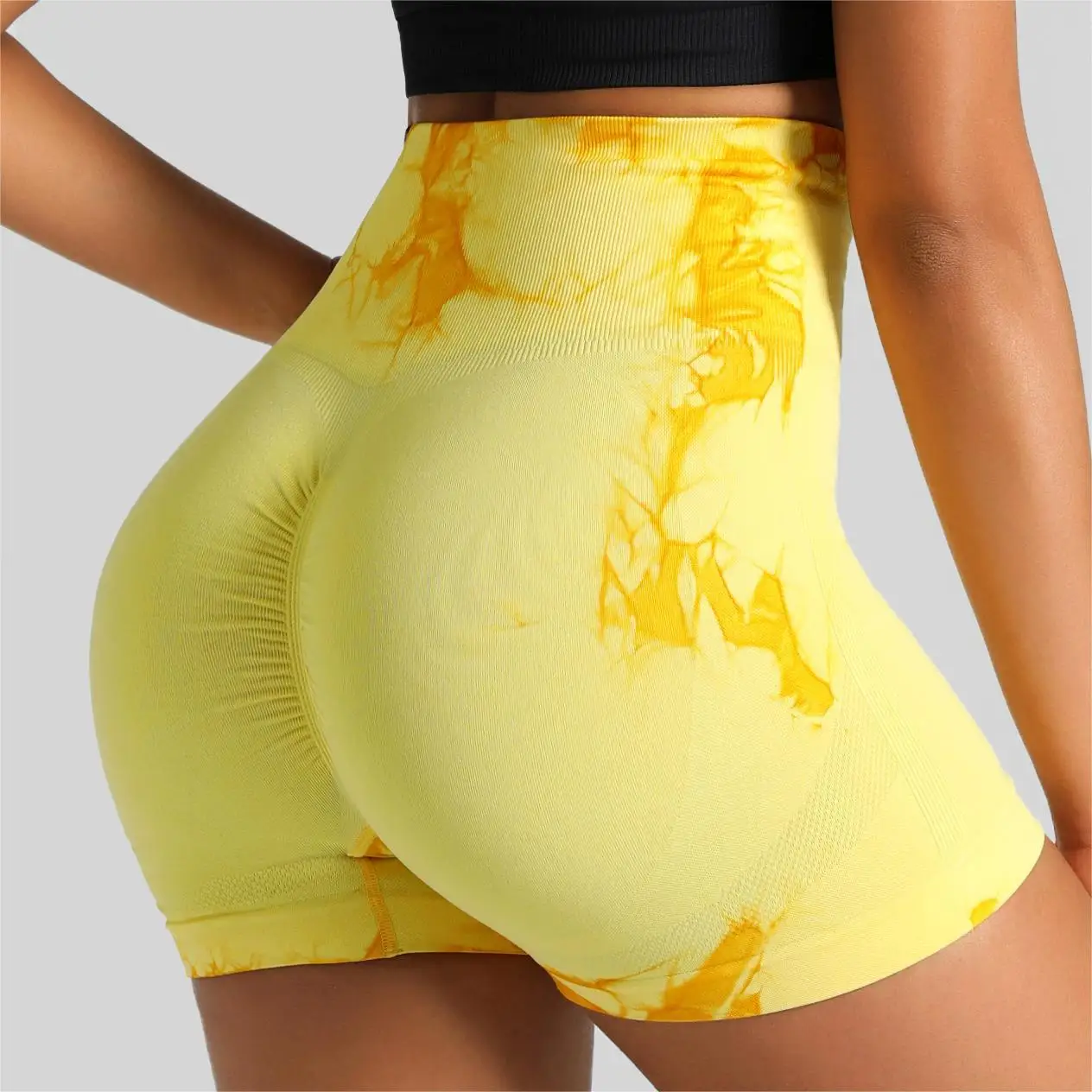 Women's High Waist Tie Dye Yoga Fitness Shorts Seamless Summer Spring Sports Suit for Gym Workout New Adult Size