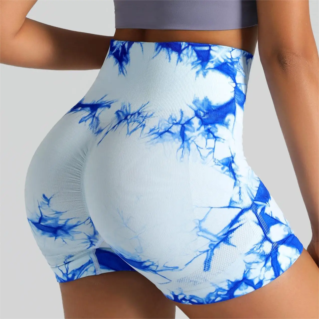 Women's High Waist Tie Dye Yoga Fitness Shorts Seamless Summer Spring Sports Suit for Gym Workout New Adult Size